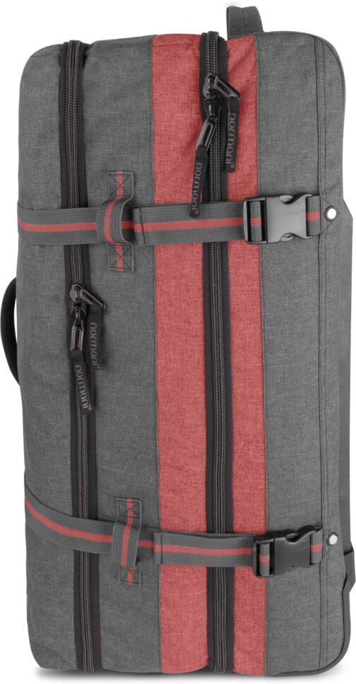XXL Travel Bag with 125 Litres and 3 Large Compartments - Trolley with Two Wheels Travel Bag, Dark grey/red, travel bag – Bild 2