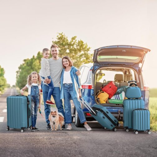 LEADZM Suitcase Set, 5 Pieces, Travel Suitcase Set, Suitcase Set, Hard Shell Trolley Made of ABS with Telescopic Handle, Hand Luggage, navy – Bild 7