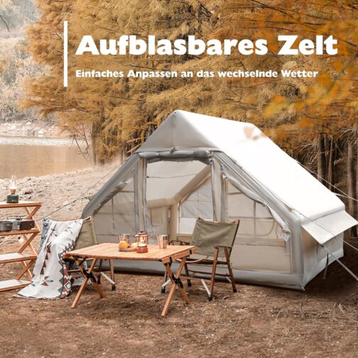 300 x 200 x 210 cm Inflatable Camping Tent for 2-4 People, 6.3 ㎡ Large Outdoor Tent with Air Pump & Mesh Window, 420D Oxford Waterproof 3000 mm & UV50+ for 4 Seasons, 5 Minutes Quick Assembly – Bild 7