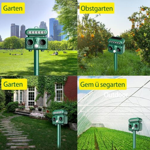 Cat Repeller Ultrasonic Animal Repellent, 4 Modes Solar Animal Repeller Cat Repeller with PIR Motion Sensor and LED Flashing Light, IP66 Waterproof Marten Deterrent for Cats, Dogs, Birds, Wild Animals – Bild 7