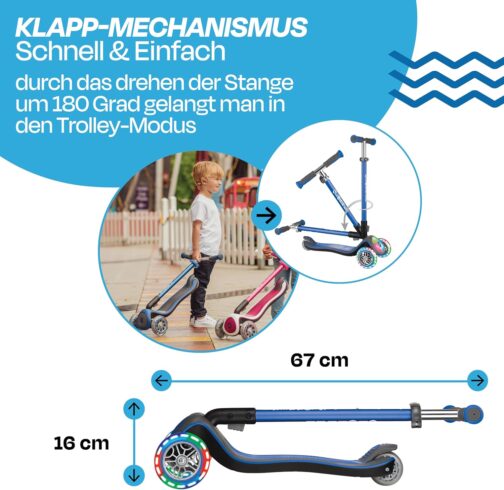 GLOBBER Elite Scooter - Scooter Children from 3 Years - Scooter 120/80 mm - ABEC 5, 3-Wheel - Height Adjustable - LED Wheels – Bild 4