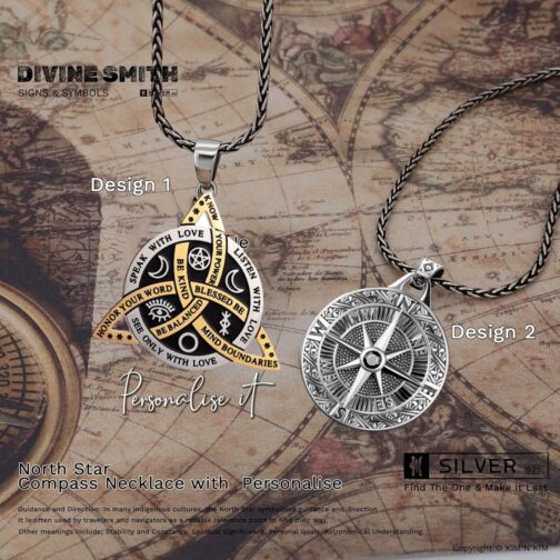 Pack of 2 Men's Necklace Compass Pendant – Stainless Steel Silver-Plated 2 x Chain Men's Compass Chain Birthday, Valentine's Day – Gift for Husband, Father, Friends – Bild 3