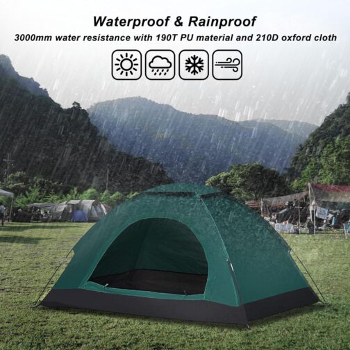 CLIPOP Pop Up Tent Waterproof Lightweight Single-Layer Spring Camping Tent for 3-4 People, Easy Set Up - for Beach, Hiking, Festival, Outdoor Use – Bild 3