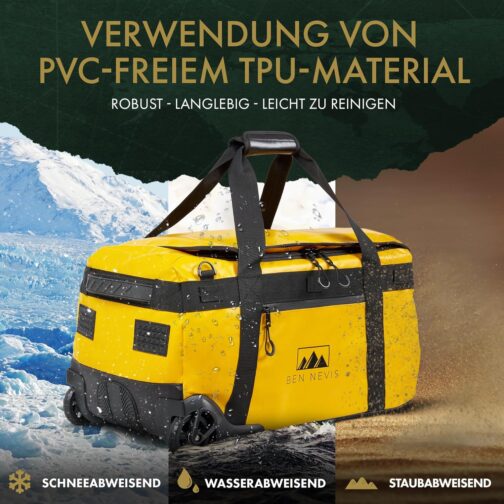 BEN NEVIS Original 60L 80L 100L Travel Bag with Wheels - XL XXL Foldable Travel & Sports Bag, Water-Repellent, Robust & Space Saving, yellow, travel bag – Bild 7