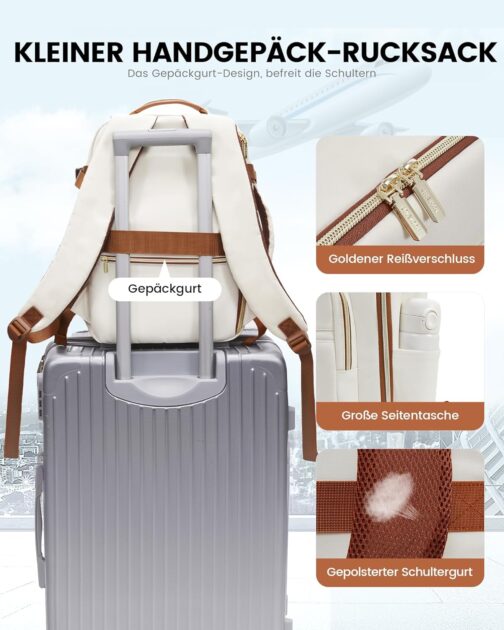 LOVEVOOK Ryanair Hand Luggage 40 x 20 x 25 cm, Small Hand Luggage Backpack Bag Travel Backpack Airplane Carry On Hand Luggage Travel Backpack for 14 Inch Laptop Women Men Cabin Bag Eurowings Wizz – Bild 6
