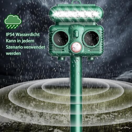 Cat Repeller Ultrasonic Animal Repellent, 4 Modes Solar Animal Repeller Cat Repeller with PIR Motion Sensor and LED Flashing Light, IP66 Waterproof Marten Deterrent for Cats, Dogs, Birds, Wild Animals – Bild 3