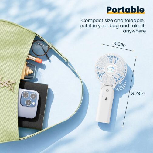 HandFan Portable Hand Fan, Folding Desktop USB Battery Fan with 5200mAh Power Bank Function, Mini Electric Personal Fan for Office/Home/Outdoor/Camping/Stroller – Bild 5