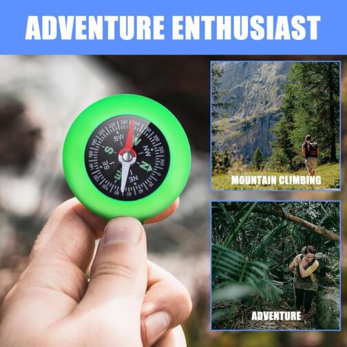 Compass Children, Pack of 9 Key Holders with Compass and Carabiner, Portable Mini Compass, Outdoor Bushcraft Compass, Key Ring for Camping and Outdoor Activities, Gifts Children's Compass – Bild 3
