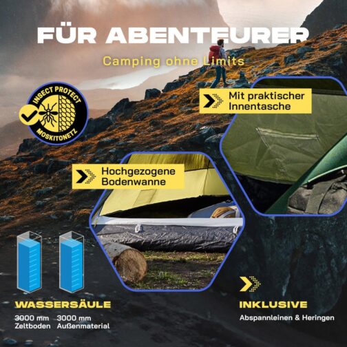 Lumaland Outdoor Pop Up Dome Tent 3 Person Tent Seconds Camping Festival etc. 215 x 195 x 120 cm carrying case – Bild 6