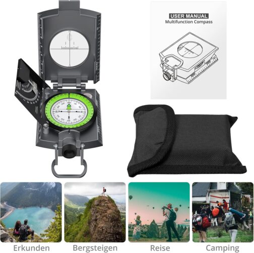 Anbte Kompass Militär mit Klinometer Professioneller Marschkompass IP65 Compass mit Tragetasche Wasserdicht Navigation Compass für Jagd Camping Wandern Outdoor-Aktivitäten – Bild 5