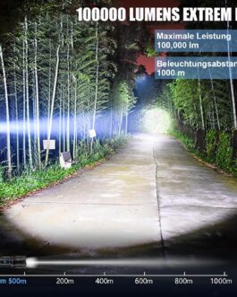 Torch LED Rechargeable 500,000 Lumens, Extremely Bright Zoomable Tactical Torch with 7 Light Modes and Long Operating Time, Waterproof Hand Lamp for Camping, Hiking, Fishing, Outdoor, Emergency