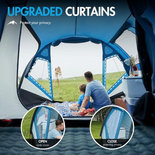 Portal Tent 3-4 Person Standing Height Camping Dome Tent XL with Porch Side Door & Window 3-4 Season 3000 mm Waterproof for Outdoor Festival Family – Bild 3