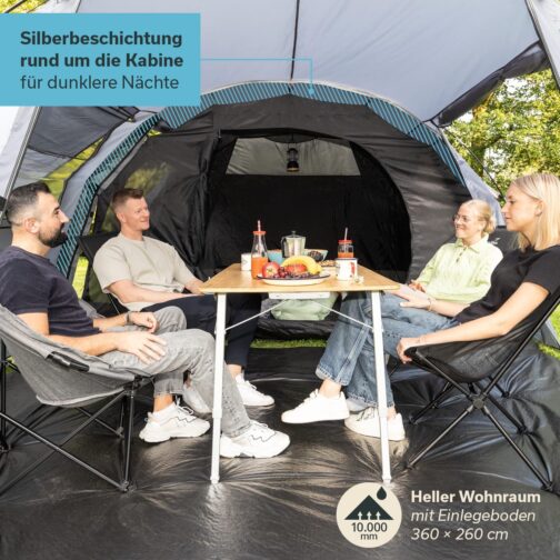 Skandika Kambo Tunnel Tent 6 - 12 People | Tent for 6-12 Men, Waterproof, 3000 mm Hydrostatic Head, 3 Separate Entrances, Awning, Awning Tent, Dark Sleeping Cabin, Camping Family Tent, Large Capacity – Bild 3