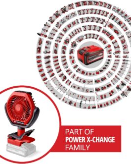Einhell Battery Fan GC-CF 18/110 Li-Solo Power X-Change (18 V, Brushless, 3 Speed Levels, Infinitely Adjustable, Many Mounting Options, Battery Not Included)