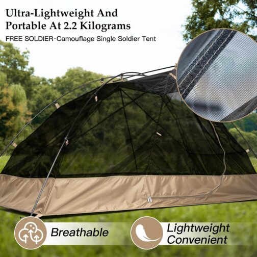 FREE SOLDIER Campingzelt Outdoor Ultraleichtes Einmannzelt In Camouflage, Outdoor-Camping,1 Person Zelt Abenteuer angelzelt einfach aufzubauen und zu tragen moskitoschutz,Wasserdicht – Bild 4