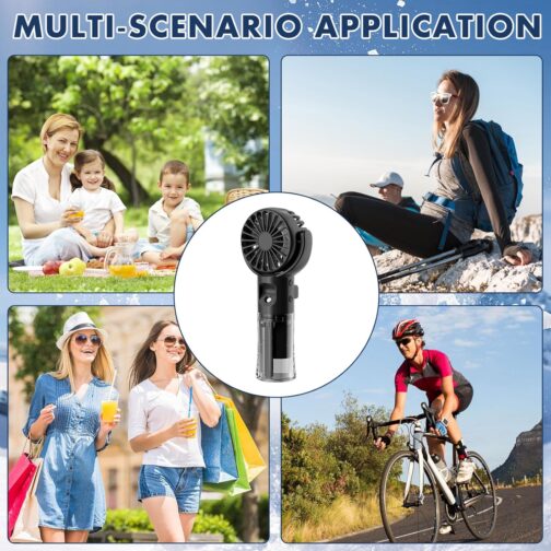 Xevinas Handheld Fan, Mini Fan with Water Mist, 4 Modes and Key Strap, 180° Adjustable, Portable Handheld Fan, Battery Rechargeable USB Fan Battery for Office, Travel, Camping – Bild 6