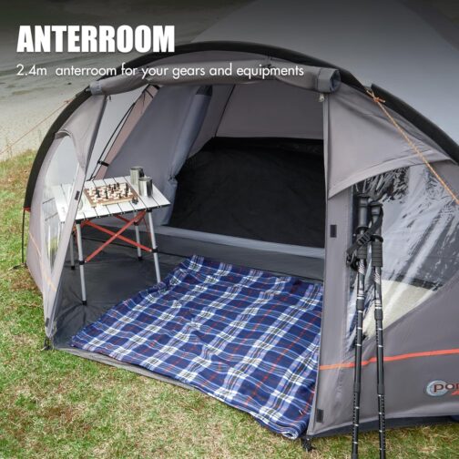 Portal Zelt 3-4 Perosonen Camping wasserdicht 4000mm Kuppelzelt mit Vorzelt Familienzelt Festivalzelt für Camping Reise Trekking Garten – Bild 3