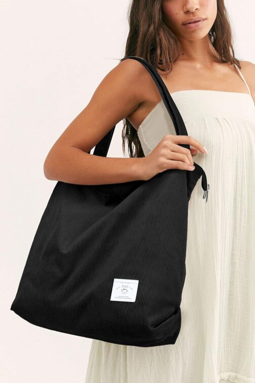 KALIDI Corduroy Bag, Women's Shoulder Bag with Zip, Large Shopper Bag, Tote Bag, Handbag, Shoulder Bags for Work, Office, Travel, Shopping, School and Everyday Use – Bild 8