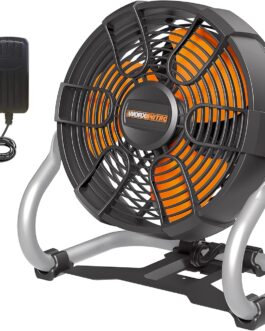 WORX Nitro WX095.9 Battery Construction Site Fan 20 V – Max. 6 Hours Operating Time – 2 Speed Levels – 360° Rotating Head – PowerShare Battery Compatible – Without Battery and Charger – with AC