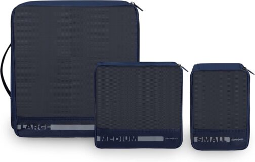 Samsonite Pack Size Set of 3 Luggage Organisers 14/22/30cm, Blue (Navy), Suitcase organiser