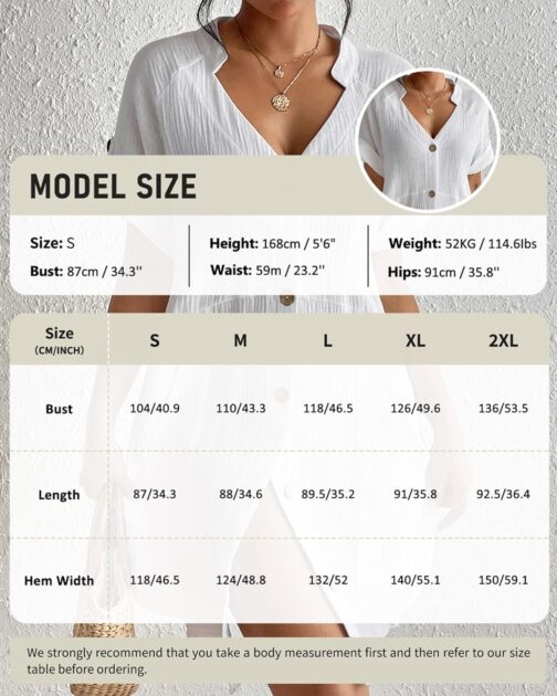 Bsubseach Cover Ups for Swimwear Women Short Sleeve Swimsuit Coverup with Pockets – Bild 5