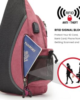 G4Free Canvas Chest Bag Shoulder Bag Sling Bag Men Women for Travel Hiking Running Climbing, Pink Purple, Sling Backpacks