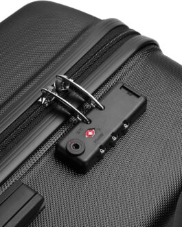 KONO Suitcase Travel Suitcase Lightweight Hard Shell Rolling Suitcase with TSA Lock and 4 Wheels, black, Hard shell