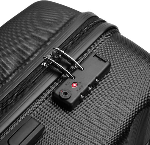 KONO Suitcase Travel Suitcase Lightweight Hard Shell Rolling Suitcase with TSA Lock and 4 Wheels, black, Hard shell – Bild 2