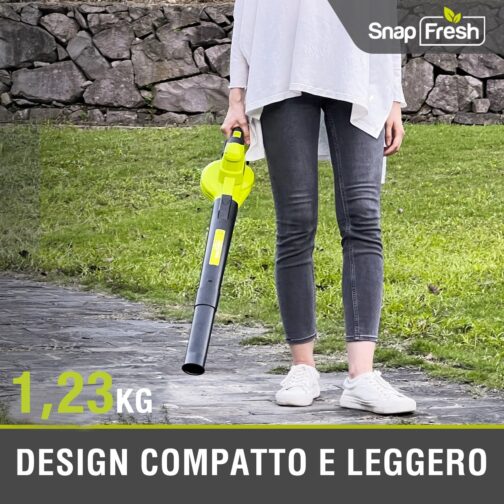 SnapFresh Leaf Blower Cordless Leaf Blower 20 V 210 km/h 240 m³/h / 2 Air Speed / with Battery and Charger / Lightweight Compact 1.2 kg for Garden Yard Lawn Care (Green) – Bild 3