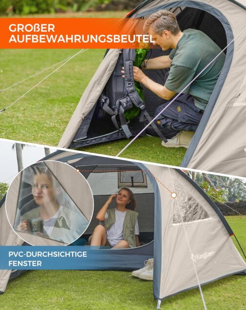 KingCamp Camping Zelt für 4 Personen Geräumig Trekkingzelt PU3000mm Wasserdichtes Kuppelzelt 4 Jahreszeiten Ultraleicht Zelte für Camping, Trekking und Outdoor-Aktivitäten – Bild 7
