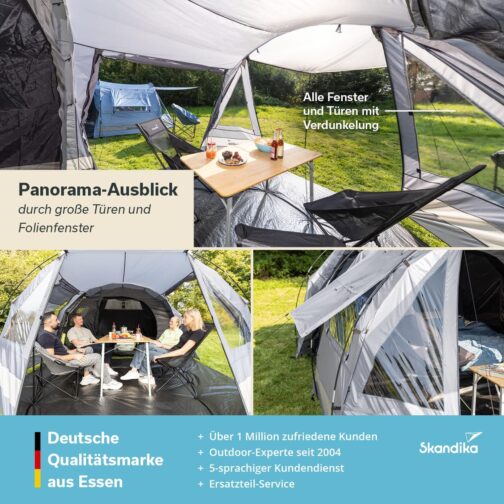 Skandika Kambo Tunnel Tent 6 - 12 People | Tent for 6-12 Men, Waterproof, 3000 mm Hydrostatic Head, 3 Separate Entrances, Awning, Awning Tent, Dark Sleeping Cabin, Camping Family Tent, Large Capacity – Bild 5