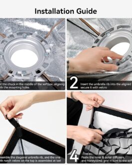 SMALLRIG LA-R30120 Softbox 30 x 120 cm / 11.8 x 47.2 inches, Rectangular Studio Softbox with Diffuser and Honeycomb Grid, for Bowens Mount COB Video Light, Flash Light, for SMALLRIG for Neewer for