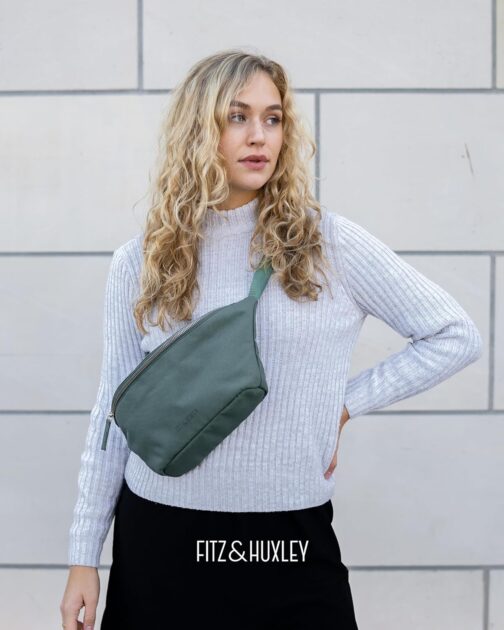 Fitz & Huxley Ocean Hip Bum Bag Made of Recycled Ocean Plastic - Crossbody & Shoulder Bag for Men and Women - Water-Repellent, Sustainable, Stylish - Belt Bag with Anti-Theft Compartment, agave – Bild 3