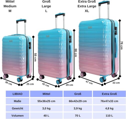 Blade Suitcase Set 3 Pieces Expandable - Hard Shell Suitcase Trolleys - Lightweight Trolley Suitcase Hand Luggage Made of ABS + PC with TSA Lock - 4 Spinner Wheels Suitcase - Set of 3 Travel – Bild 2