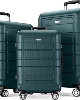 SHOWKOO Suitcase Set Hard Case Set Lightweight ABS and PC Expandable Relse Case Set, Durable Trolley, Hand Luggage Suitcase with TSA-Lock and 4 Wheels, Army Green
