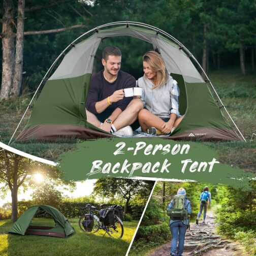 Forceatt Tent for 2 and 3 People in 4 Seasons, Ultralight for Camping, Backpacking, Hiking and Other Outdoor Activities, Double Doors, Waterproof, Easy to Set Up and Carry – Bild 6