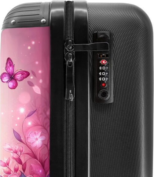 NoBoringSuitcases.com® Children's Suitcase, Hand Luggage, Hard Case with TSA Lock, Boys and Girls, Trolley, Travel Suitcase, Carry on, Rolling Suitcase, Small or Medium, Butterfly - Flowers and – Bild 5