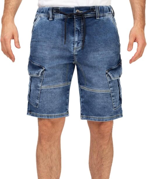 Sublevel LSL-502 Men's Cargo Jeans Shorts Bermuda Shorts with Side Pockets