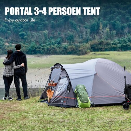 Portal Zelt 3-4 Perosonen Camping wasserdicht 4000mm Kuppelzelt mit Vorzelt Familienzelt Festivalzelt für Camping Reise Trekking Garten – Bild 2
