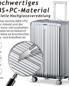 yuweijie Suitcase Expandable Trolleys Lightweight ABS + PC Hand Luggage Hard Shell Suitcase Trolley Suitcase TSA 4 Wheels, silver, M, Lightweight case with expandable