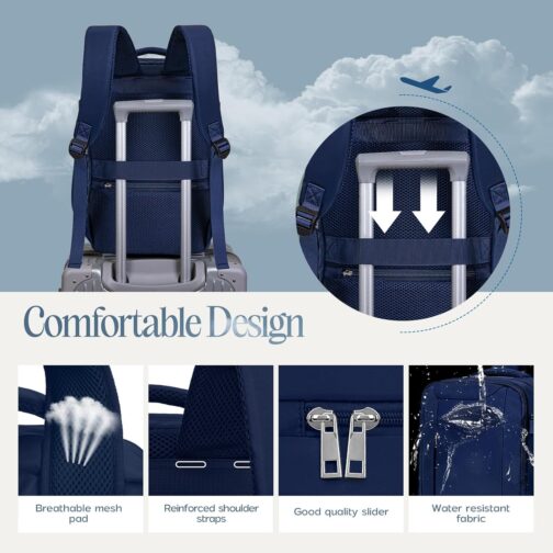 Xkdoai Hand Luggage 40 x 20 x 25 cm for Ryanair Aeroplane Travel Backpack with Luggage Organiser 3 Sets Small Travel Bag Carry On Luggage Unisex Travel Bag Backpack Travel Bag, blue, 40 x 20 x 25 – Bild 5