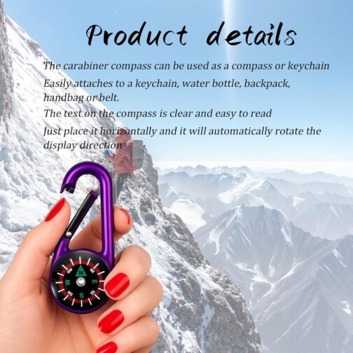 Pack of 10 Children's Compass Keyrings with Mini Carabiner, Colourful Mini Compass for Outdoor Camping and Hiking, Give Aways Children's Birthday Party – Bild 3