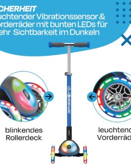 GLOBBER Elite Scooter – Scooter Children from 3 Years – Scooter 120/80 mm – ABEC 5, 3-Wheel – Height Adjustable – LED Wheels
