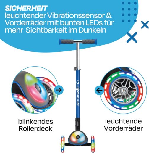 GLOBBER Elite Scooter - Scooter Children from 3 Years - Scooter 120/80 mm - ABEC 5, 3-Wheel - Height Adjustable - LED Wheels – Bild 2