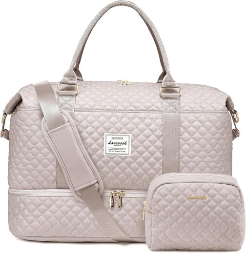 LOVEVOOK Women's Large Travel Bag with Shoe Compartment and Wet Compartment, Light pink, Utility – Bild 7