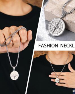 Men’s / Women’s Necklace, 316L Stainless Steel, Chain Men’s Necklace with Compass Pendant Necklace, Plated Men’s Jewellery, Birthday, Anniversary, Valentine’s Day Gifts for Father, Husband, Friends