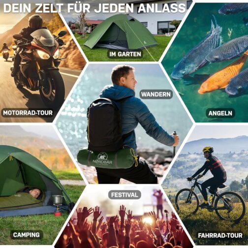 NORDBÄR® Ultralight and Waterproof Tent for 1-2 or 3-4 People Outdoor Tent for Camping, Trekking or Festival Trekking Tent, Camping Tent, Hiking Tent – Bild 3