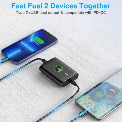Power Bank 10000 mAh, 22.5 W Power Bank Small But Strong with LED Display, 12 V Output, Mini Power Bank External Mobile Phone Batteries, USB C Power Bank, for Huawei XiaoMi Samsung and More – Bild 4