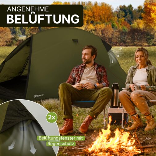 EXPLORER Dakota 1-2 Person Tent Small Pack Size Ultralight for Bicycle or Motorcycle Travel 1-2 People 3000 mm Hydrostatic Head with Separate Inner Tent Waterproof Base Hiking Trekking Camping – Bild 7