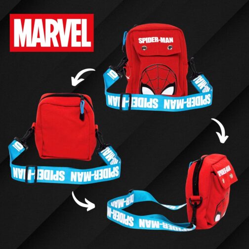 Marvel Spider Man Boys' Shoulder Bag in Classic Design, Adjustable Bag, Gift for Children and Teenagers, red – Bild 6